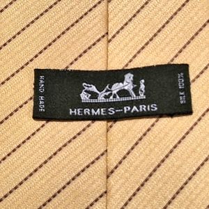 Hermes 100% Silk Striped Yellow Tie. Dry Cleaned.